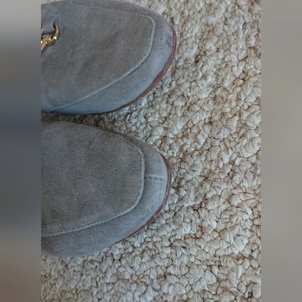ALL BLACK gray suede horsebit Loafers with Gold Accent size 8
